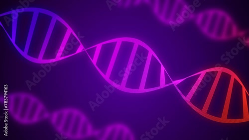 
Abstract Glittering DNA Double Helix on Dark Background with Depth of Field Animation. Conceptual Illustration of DNA Construction, Medical Chromosomes. Genetics