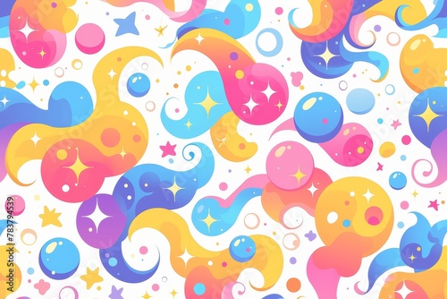 Colorful retro pattern with abstract shapes and bubbles