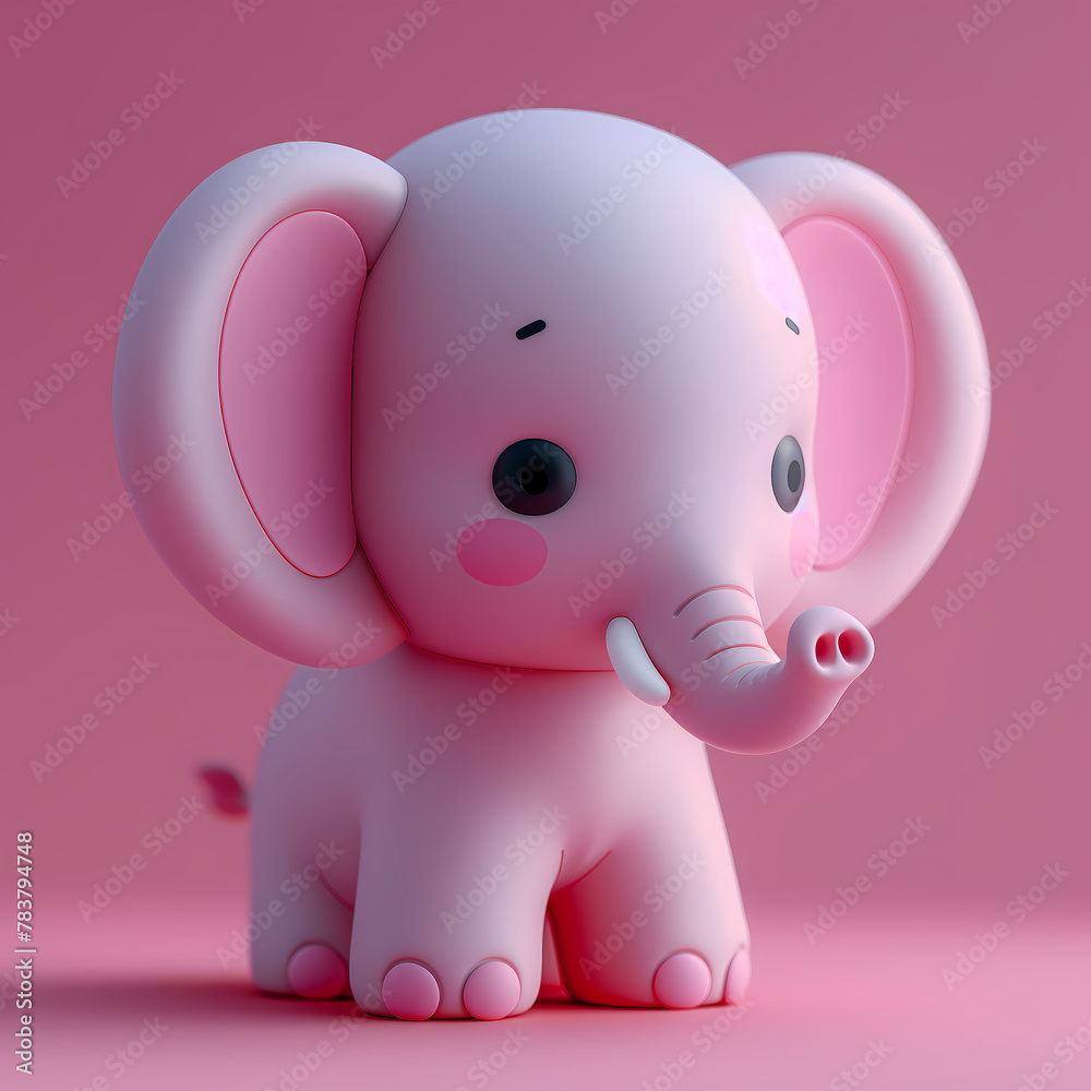 A cute and happy baby elephant 3d illustration