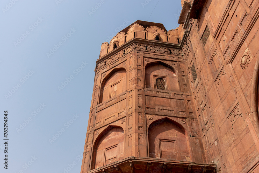 Entrance gate of Lal Qila the Red Fort in Old Delhi, India, Asia
