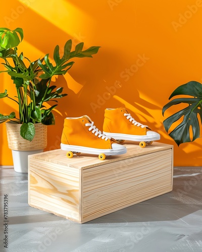 Urban skateboarding, concrete jungle, dynamic tricks, energetic and youthful