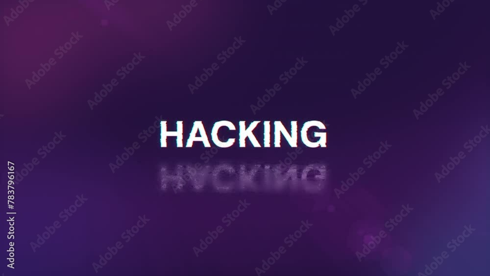 Hacking text with screen effects of technological failures. Spectacular screen glitch with various kinds of interference. Looped Hacking text with screen effects of technological failures. Spectacular screen glitch with various kinds of interference. Looped