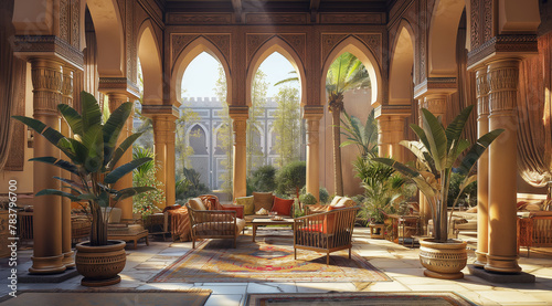 Luxurious Moroccan Style Courtyard with Arched Architecture