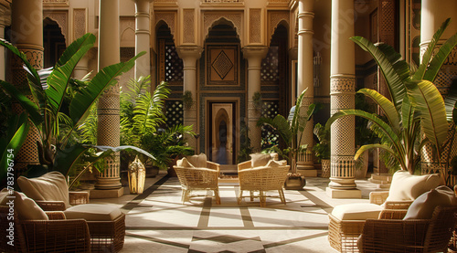 Luxurious Moroccan Style Courtyard with Arched Architecture