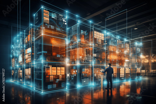 Wallpaper Mural Futuristic technology of digital warehouse. Data innovation and technology concept Torontodigital.ca