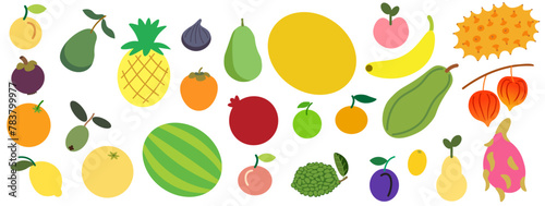 Fototapeta Naklejka Na Ścianę i Meble -  color isolated fruits collection in flat style in vector. image of natural healthy eco raw food.template for logo sticker poster print decor design