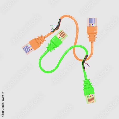 computer cable network on white