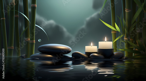 Stone stacking  meditation and relaxation scene