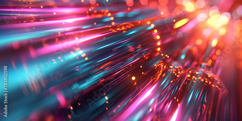 Abstrakter futuristischer Hintergrund in bunten irisierenden leuchtenden Neon Farben und Chrom f  r Webdesign und Druckvorlage