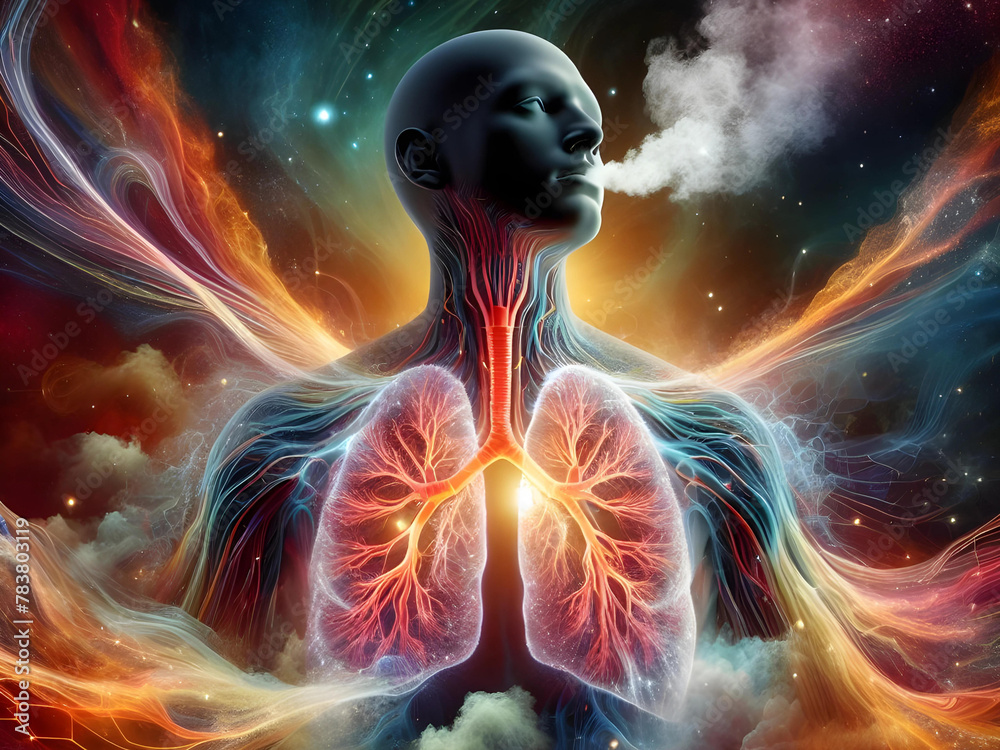 human lungs against a backdrop of swirling smoke human lungs against a backdrop of swirling smoke