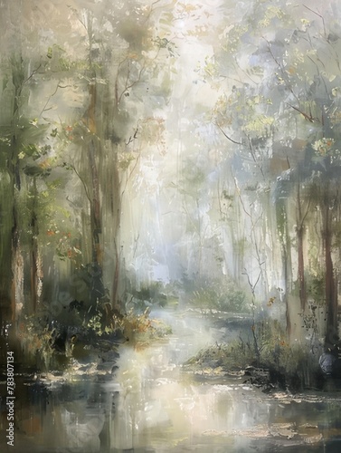 Foggy Forestscape Art Scene