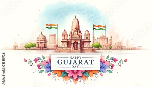 Watercolor illustration for gujarat day celebration.