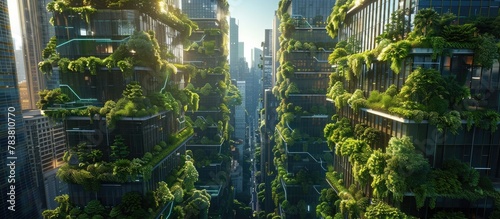 Lush Vertical Green Metropolis Harmonious Fusion of Nature and Modern Technology