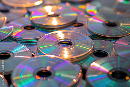 Stack of Compact Discs in Pile, CD Collection, Multimedia Storage, Music Album Library Concept