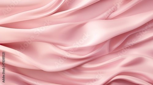 Detailed view of misty rose colored silk fabric, showcasing its luxurious texture and delicate weave. Generative AI
