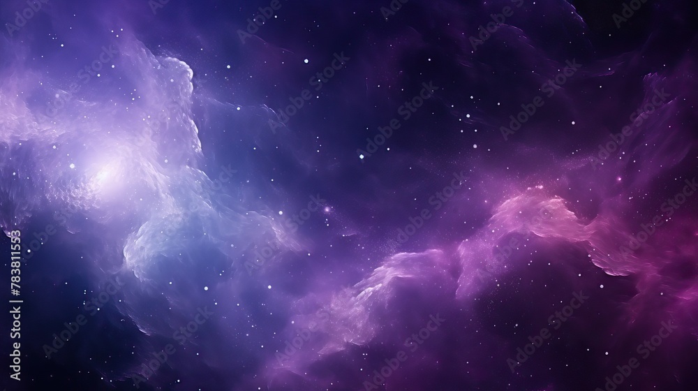 Fototapeta premium A stunning cosmic scene showcasing a purple and blue space teeming with countless stars and celestial bodies. Generative AI