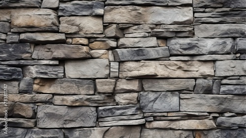 A wall built from a variety of differently sized rocks forming a sturdy structure. Generative AI