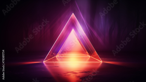 A beautiful crystal triangle 3D scene material 