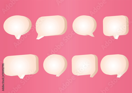 collection of creamy white 3d chat icons on pink background