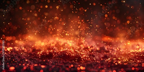 Glowing Embers in Fiery Red Gradient Background with Shimmering Heat