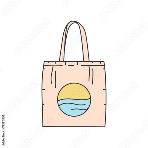 Reusable tote for shopping line color icon. Cotton eco bag sign for web page, mobile app, button, logo.