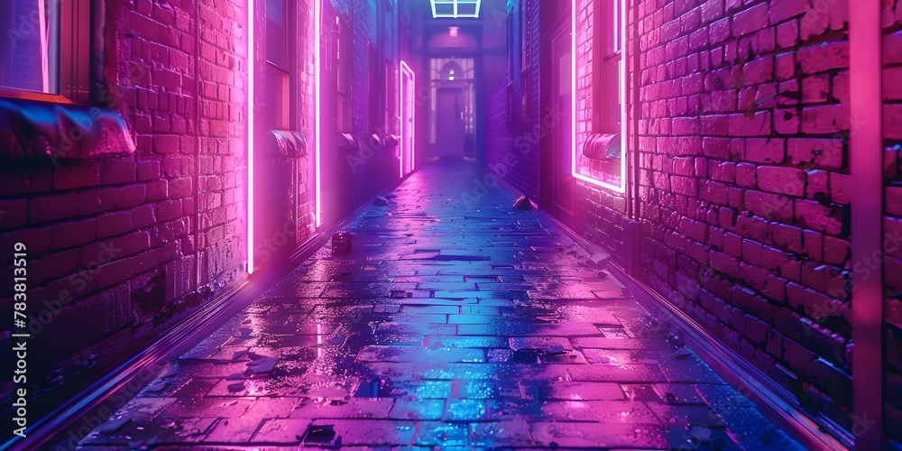 A Neon Lit Alleyway Offering a Mysterious Passage into the Vibrant Nightlife of the City