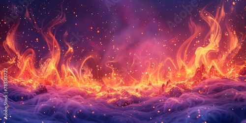 Captivating Dance of Bonfire with Vibrant Flame Gradient in Night Sky