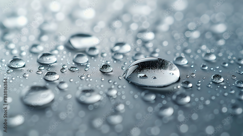 Close-Up of Water Drops with Reflective Surfaces, Generative AI