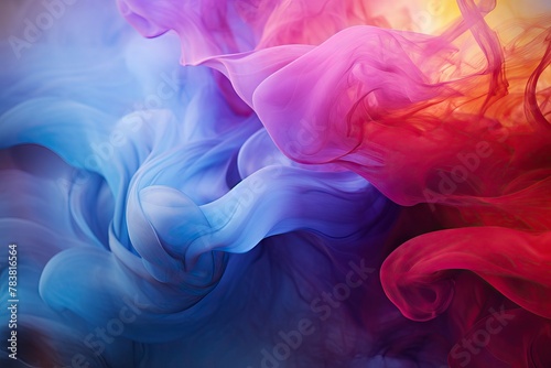 A vibrant mix of multicolored smoke and water swirling together in an abstract pattern. Generative AI