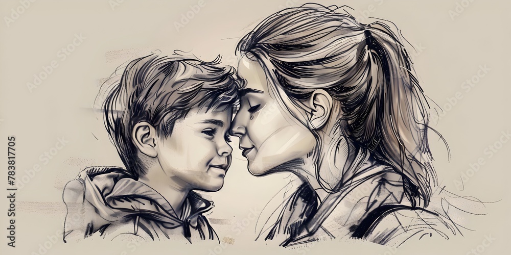 A Mother s Loving Kiss Encouraging Her Child on the First Day of School A Mother s Loving Kiss Encouraging Her Child on the First Day of School