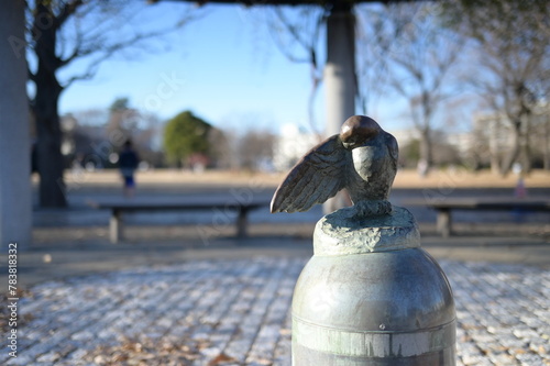 Bird statue at the park