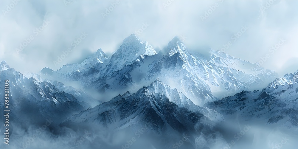 Ethereal Foggy Mountain Landscape with Mysterious Peaks Barely Visible Through the Mist Creating a Sense of Wonder and Tranquility Ethereal Foggy Mountain Landscape with Mysterious Peaks Barely Visible Through the Mist Creating a Sense of Wonder and Tranquility