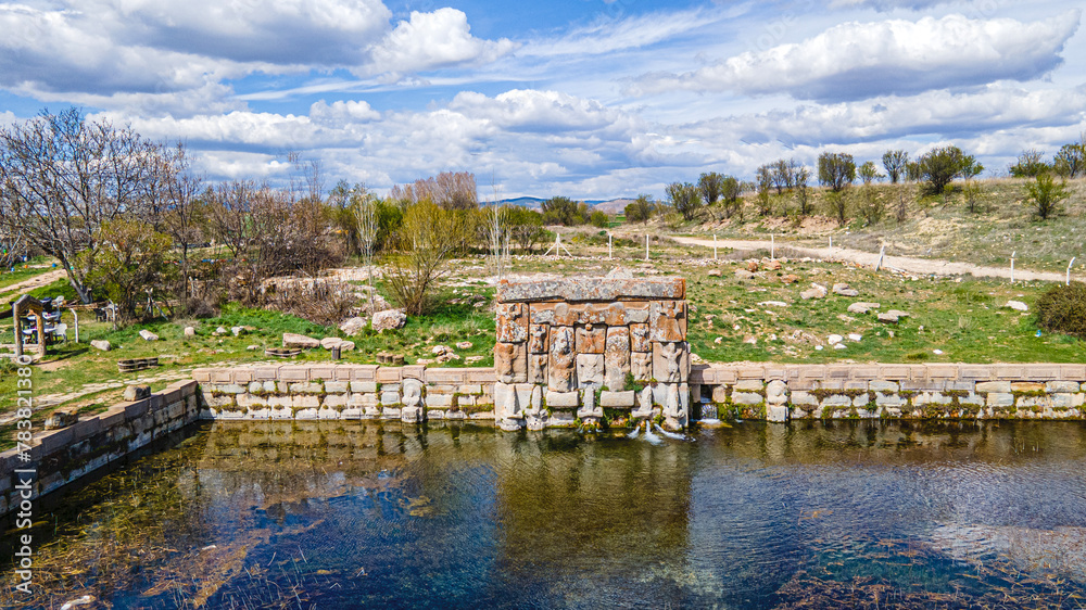 Eflatun Pınar is the name given to a spring, which rises up from the ground, and the stone-built pool monument built at the time of the Hittite Empire inside the Lake Beyşehir National Park, Konya