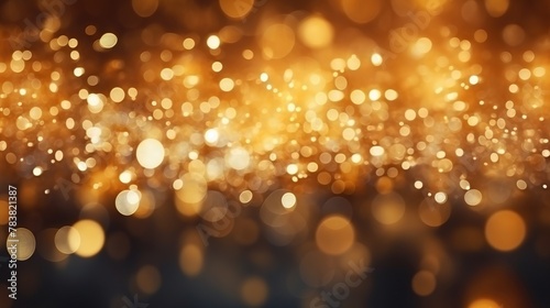 Golden glitter, shimmer sparkle and radiant luminous shine golden stars on smooth blurred background.