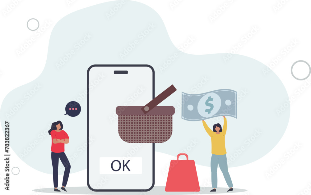 Mobile commerce with online web shop purchases neubrutalism.flat vector illustration. Mobile commerce with online web shop purchases neubrutalism.flat vector illustration.