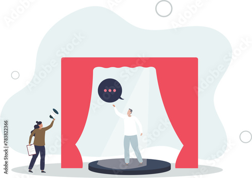 Theater rehearsal and dramatic performance on stage.practice with actors.flat vector illustration.
