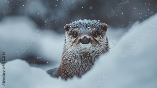 Close-up portrait of an European otter Lustra