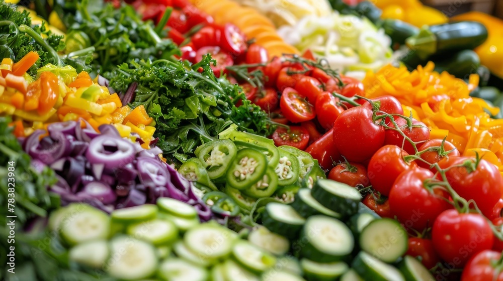 Fototapeta premium Variety of fresh vegetables on a market stall