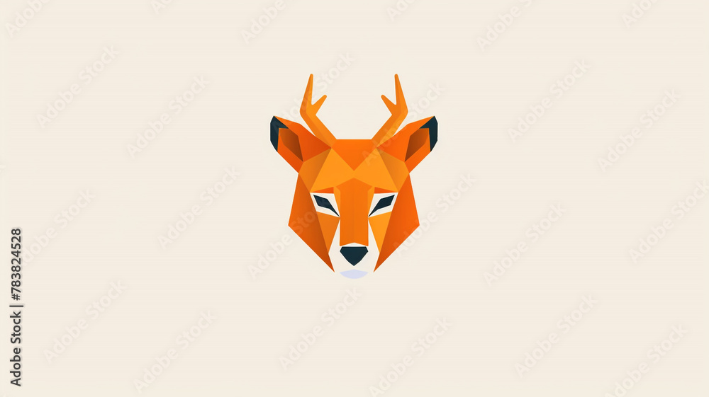 Obraz premium minimalist logo with an animal head in flat vector shape.