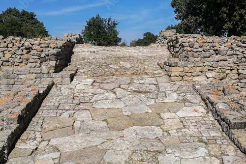 Ancient troy (Troja). Southwest ramp of Troy II - the main entrance to citadel of ancient Troy. Hisarlik hill. Tevfikiye (Cankkale), Turkey (Turkiye) photo