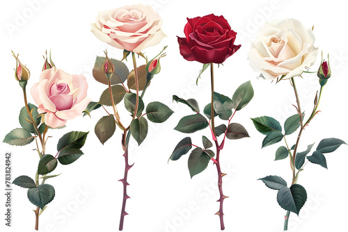 Realistic and Romantic Roses in Full Bloom photo