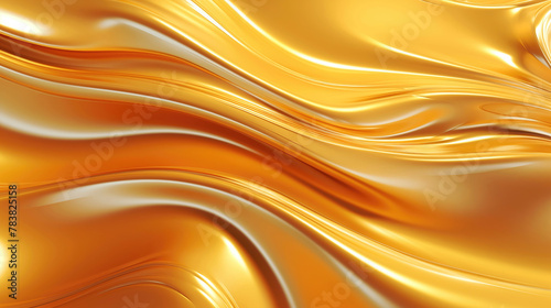 Abstract gold background, golden white metal wavy liquid patterns wallpaper.