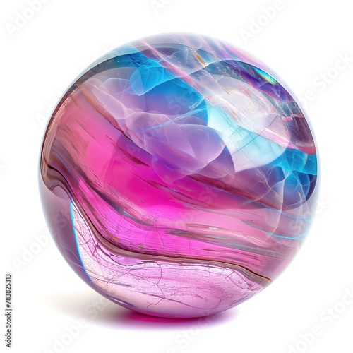 Shiny glass ball, transparent crystal sphere. Generative Ai.