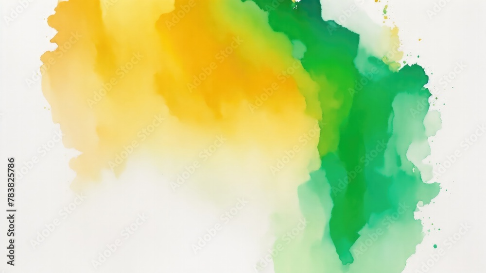 Obraz premium Green, Gold and Orange, Teal, Gradient Watercolor On a White background