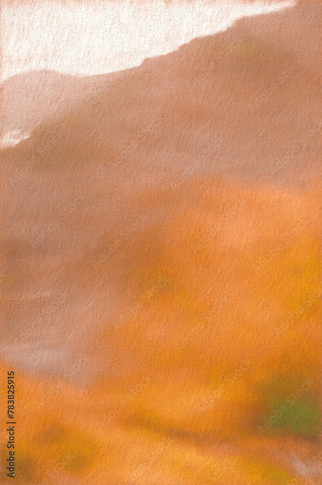 Fototapeta premium Artistic brushwork captures the essence of Colorado's heart land with a focus on the soothing colors of nature and the serene mountains