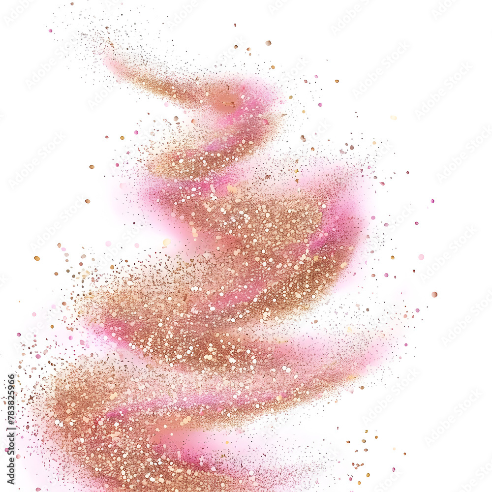 Pink Glitter Swirl in Abstract with Sparkling Gold and Brown Hues