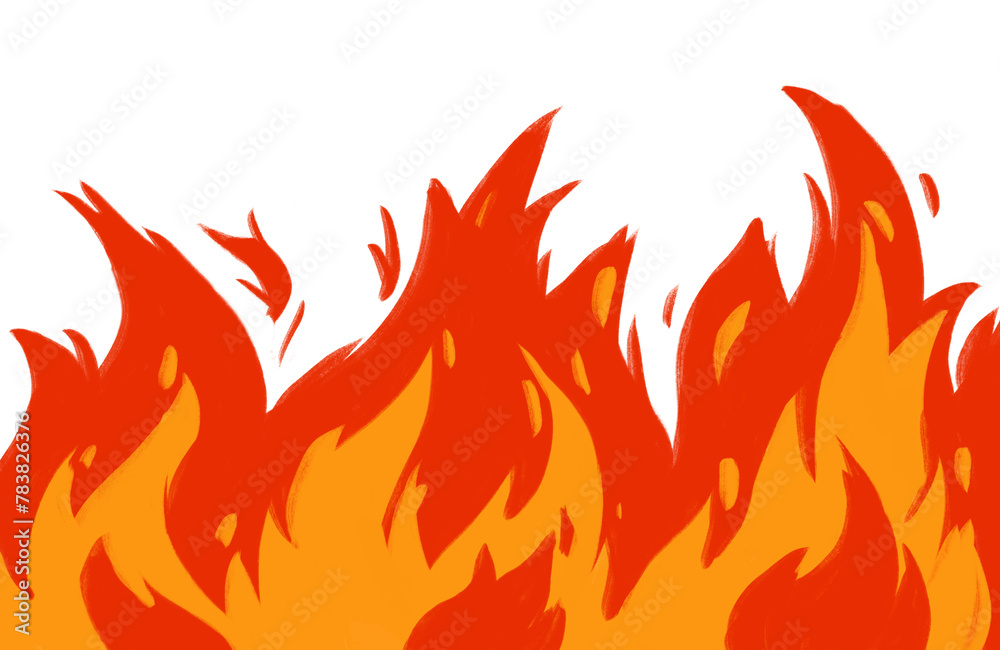 Red hot chilli burning fire background hand painting illustration cartoon Red hot chilli burning fire background hand painting illustration cartoon
