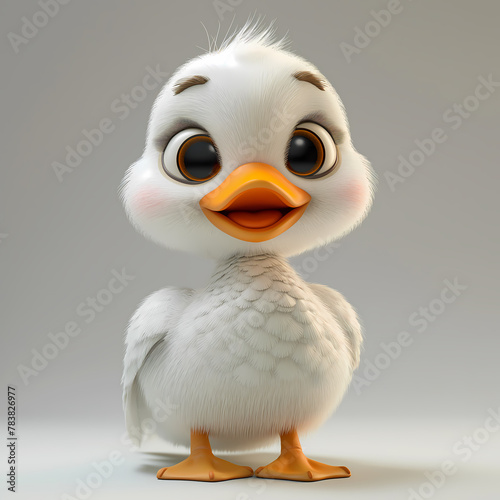 A cute and happy baby goose 3d illustration