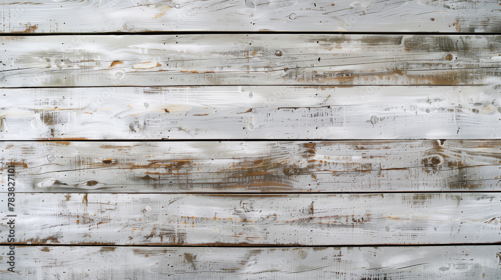 Naklejka premium A wooden board with a white background. The board is old and has a lot of scratches and marks. wood board white old style abstract background objects for furniture. wallpaper wooden panels