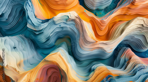 Colourful abstract pattern of eroded sand shapes photo